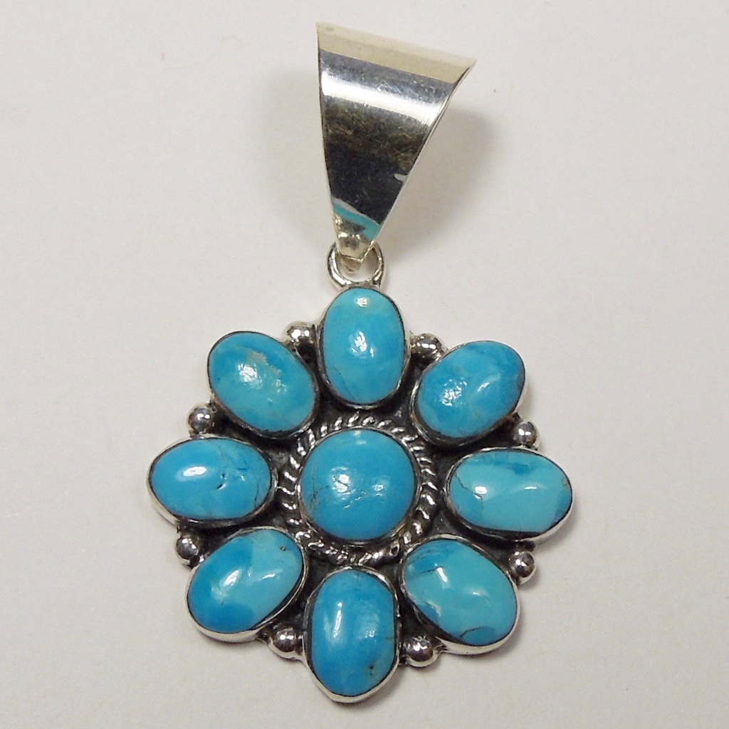 Sleeping Beauty Turquoise Sterling Silver Pendant